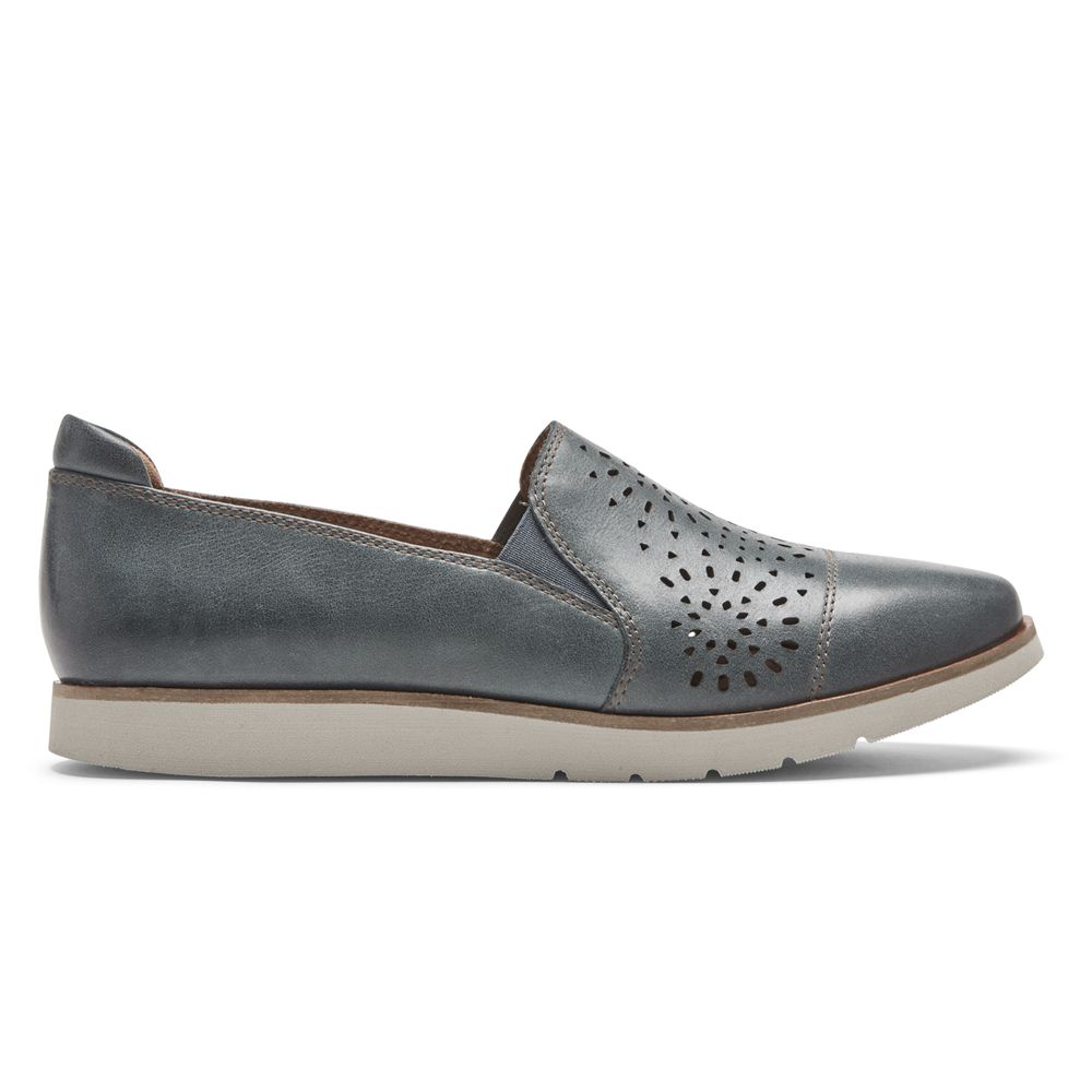 Scarpe Slip-On Rockport Donna - Cobb Hill Laci Twin-Gore - Verdi Scuro - CZGEDQX-59